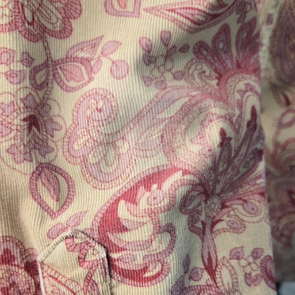 Levi Western Rodeo Corduroy Paisley Pearl-Snap Shirt in Pink and Tan Long Sleeve - Picture 5 of 12